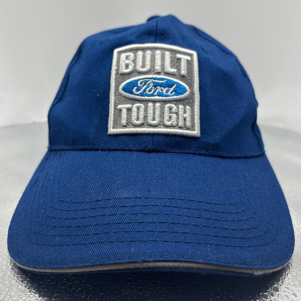 Ford Built Tough Hat Blue Strapback Workwear Dad Cap Trucker Style